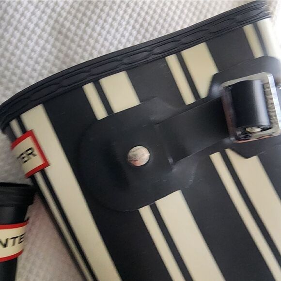 Hunter Black and White Striped Rain Boots - Picture 5 of 8